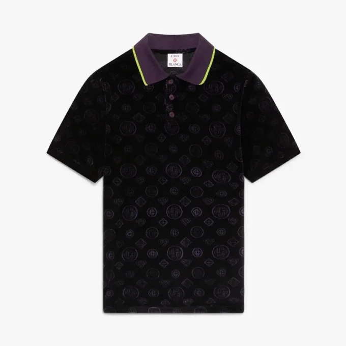 Polo em veludo com monograma roxo Polo em veludo com monograma roxo