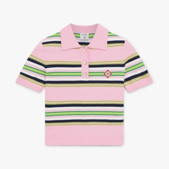 Polo justo às riscas rosa e verde Polo justo às riscas rosa e verde