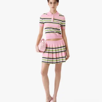 Polo justo às riscas rosa e verde Polo justo às riscas rosa e verde