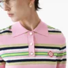 Polo justo às riscas rosa e verde Polo justo às riscas rosa e verde