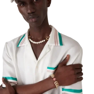 Pulseira com folha de louro dourada