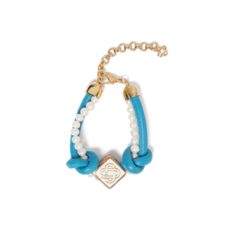 Pulseira de Pérolas com Nós Azul