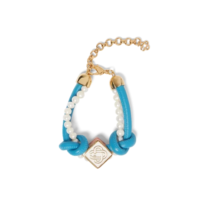 Pulseira de Pérolas com Nós Azul Pulseira de Pérolas com Nós Azul