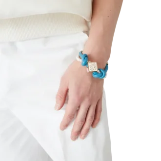 Pulseira de Pérolas com Nós Azul