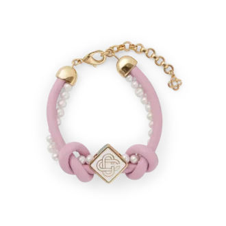 Pulseira de Pérolas com Nós em Rosa