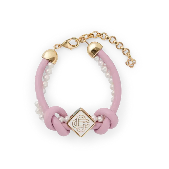 Pulseira de Pérolas com Nós em Rosa Pulseira de Pérolas com Nós em Rosa