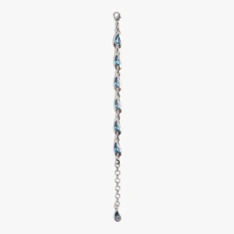 Pulseira em latão com gotas de água prateadas e azuis