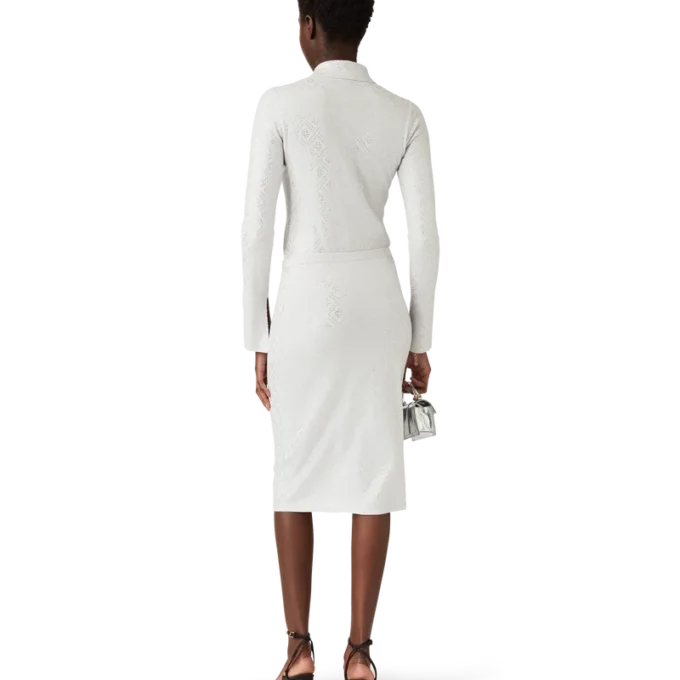 Body em malha com monograma de cristais Body em malha com monograma de cristais