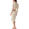 Saia de malha com renda floral