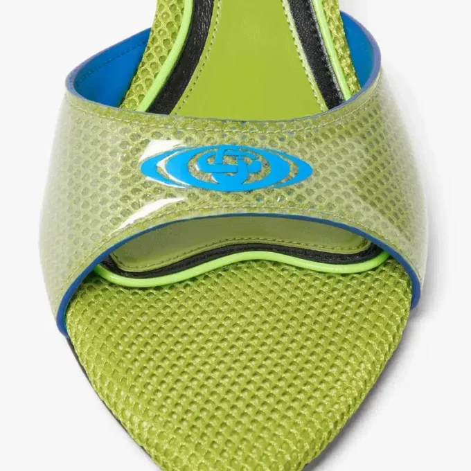 Sandálias Mule com salto verde Sandálias Mule com salto verde