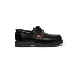 Sapatos náuticos de couro preto para homem