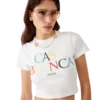 T-shirt curta com logótipo sobreposto T-shirt curta com logótipo sobreposto