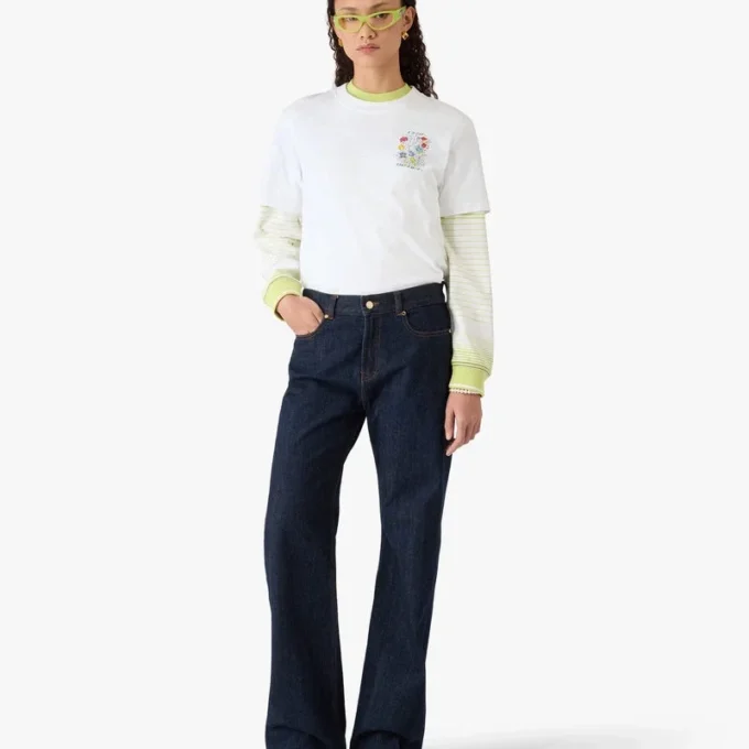 T-shirt de manga curta com grafite branca