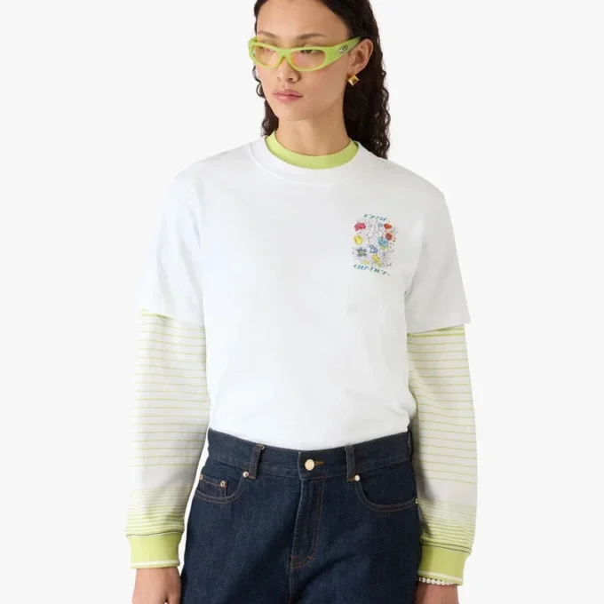 T-shirt de manga curta com grafite branca