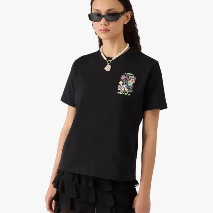 T-shirt de manga curta com grafite preta
