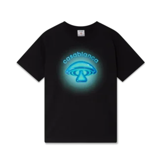 T-shirt de manga curta com logótipo de cogumelo pintado com aerógrafo
