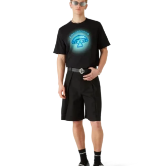 T-shirt de manga curta com logótipo de cogumelo pintado com aerógrafo