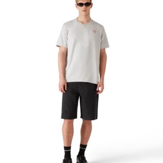 T-shirt de manga curta com logótipo de diamante cinzento T-shirt de manga curta com logótipo de diamante cinzento