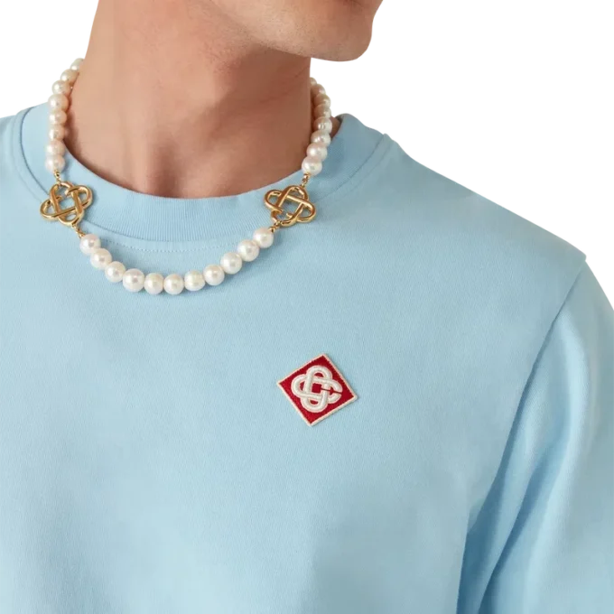 T-shirt de manga curta com logótipo em diamante