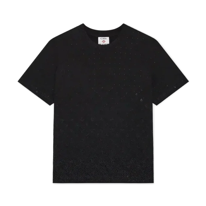 T-shirt de manga curta com logótipo Monogram em cristal T-shirt de manga curta com logótipo Monogram em cristal