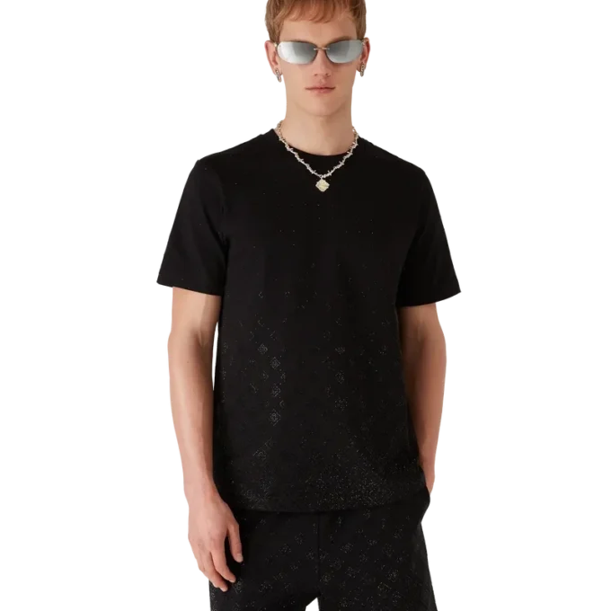 T-shirt de manga curta com logótipo Monogram em cristal T-shirt de manga curta com logótipo Monogram em cristal
