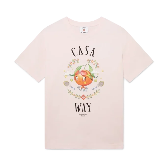 T-shirt de manga curta com mascote laranja da Casa Way T-shirt de manga curta com mascote laranja da Casa Way