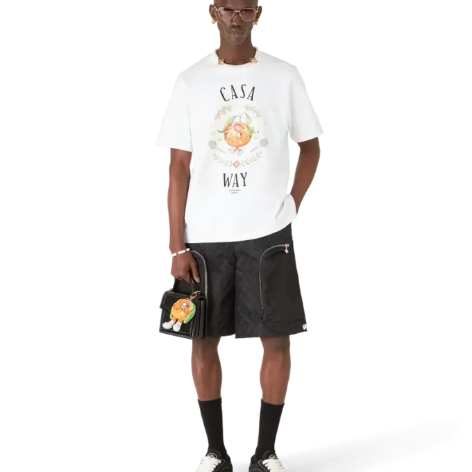 T-shirt de manga curta com mascote laranja da Casa Way