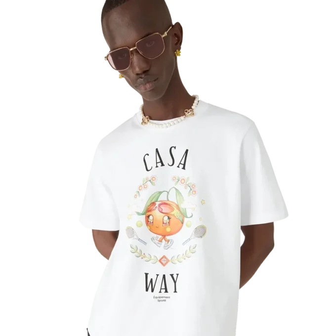 T-shirt de manga curta com mascote laranja da Casa Way