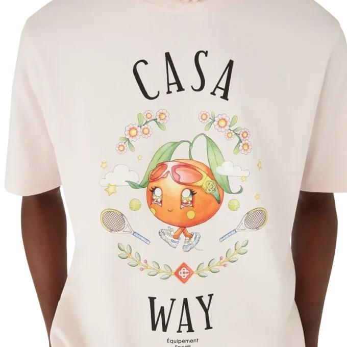 T-shirt de manga curta com mascote laranja da Casa Way T-shirt de manga curta com mascote laranja da Casa Way