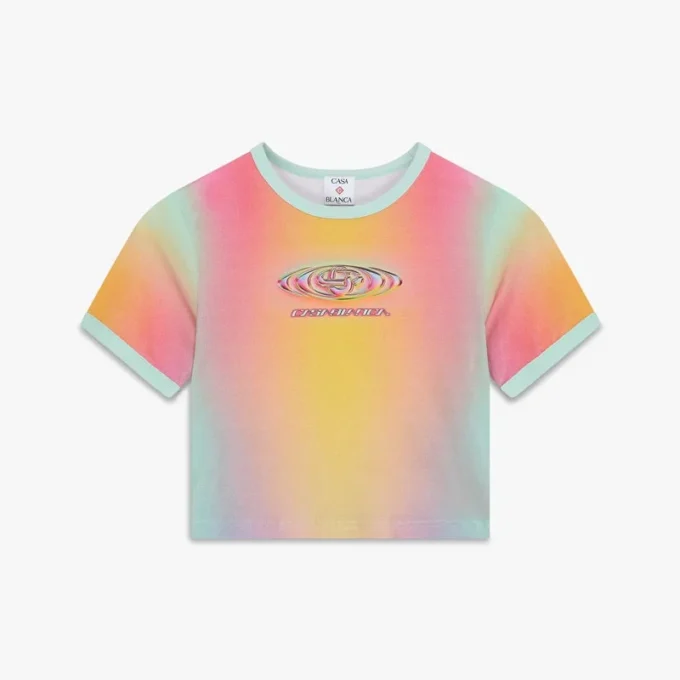 T-shirt de manga curta de calções para bebé com estampado gradiente de vidro