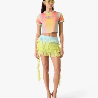 T-shirt de manga curta de calções para bebé com estampado gradiente de vidro