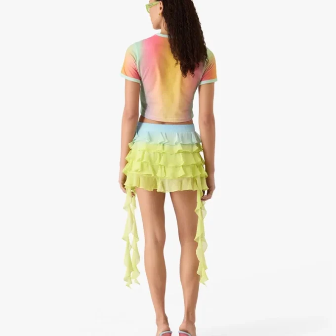 T-shirt de manga curta de calções para bebé com estampado gradiente de vidro