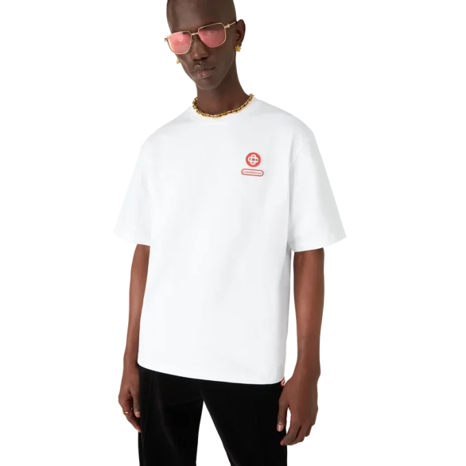 T-shirt de manga curta oversized com emblema T-shirt de manga curta oversized com emblema