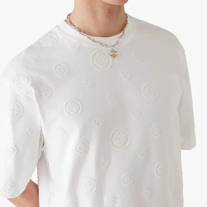 T-shirt de manga curta oversized com monograma em aplique T-shirt de manga curta oversized com monograma em aplique