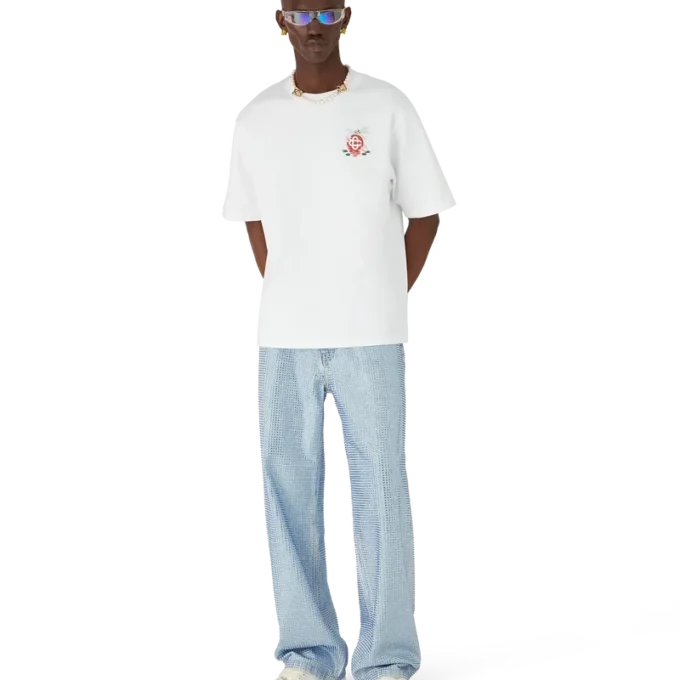 T-shirt de manga curta oversized com padrão floral de libélulas