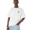T-shirt de manga curta oversized com padrão floral de libélulas