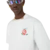 T-shirt de manga curta oversized com padrão floral de libélulas