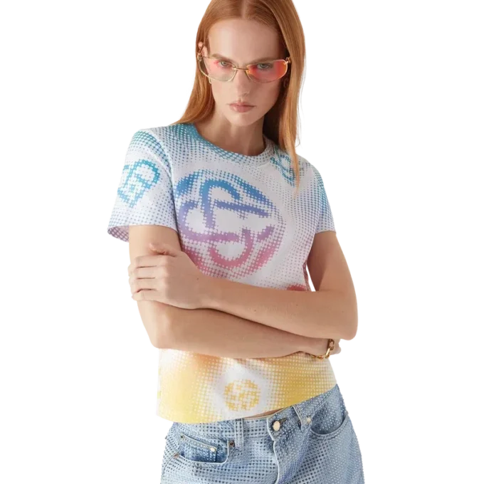 T-shirt justa de manga curta com logótipo Halftone