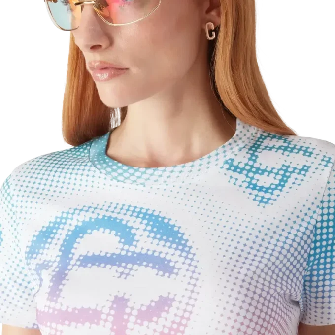 T-shirt justa de manga curta com logótipo Halftone