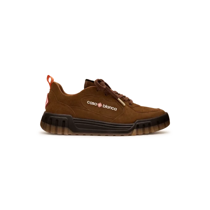 Ténis de ténis de camurça castanha para homem