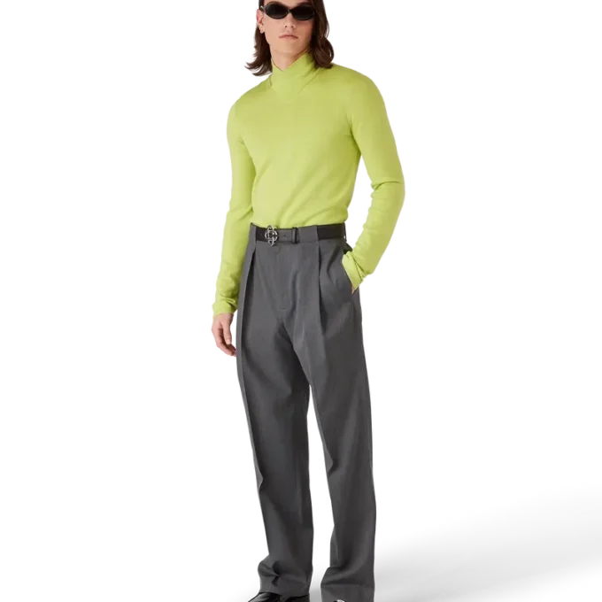 Top com gola alta em lã merino