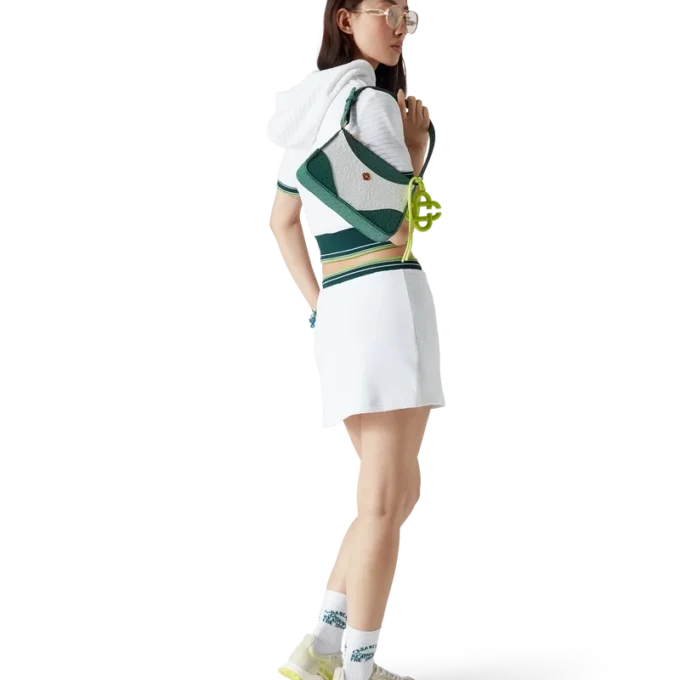 Top curto com capuz em veludo texturado