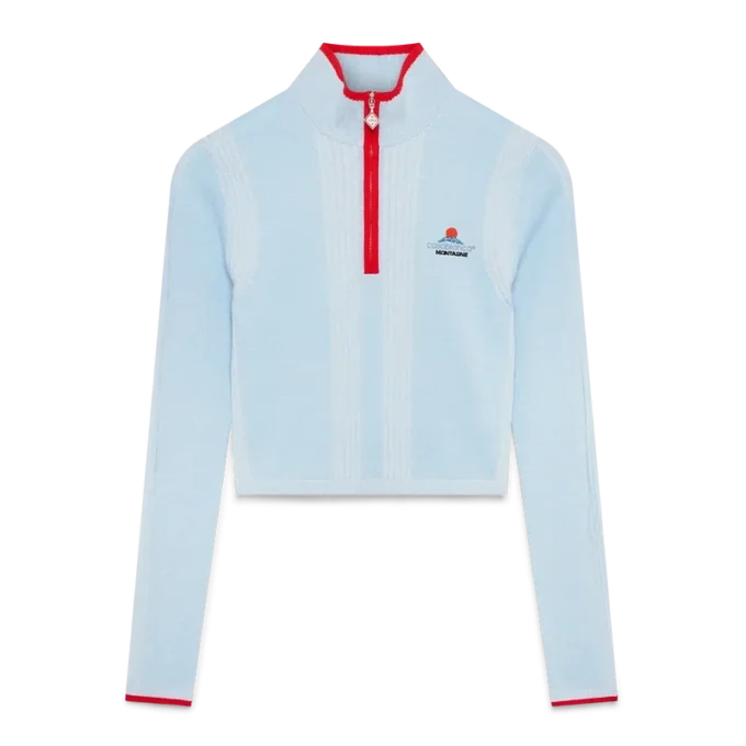 Top curto de camada base em lã merino para esqui