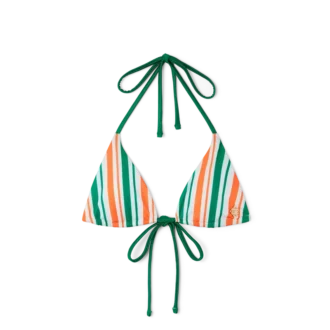 Top de biquíni com cordões às riscas