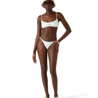 Top de biquíni com monograma em jacquard