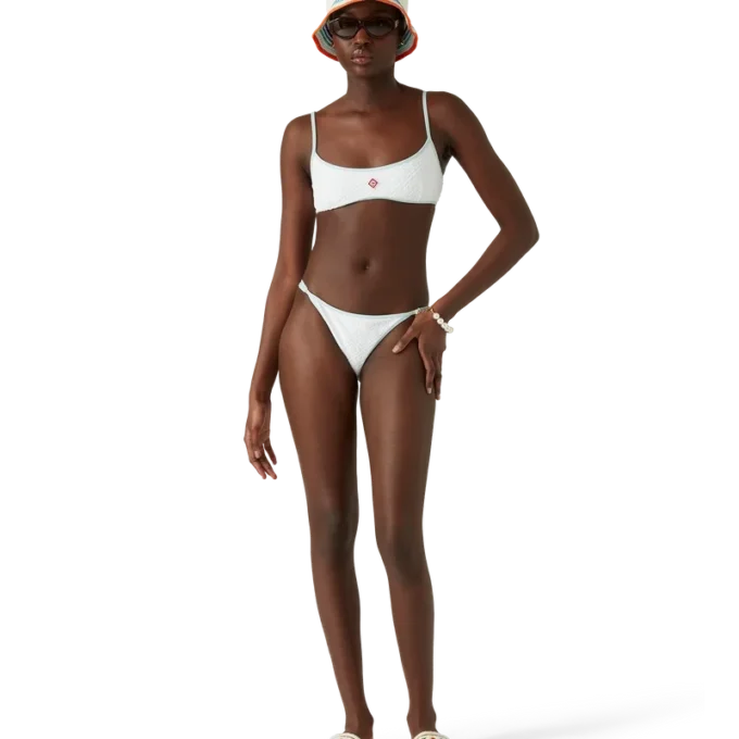 Top de biquíni com monograma em jacquard Top de biquíni com monograma em jacquard