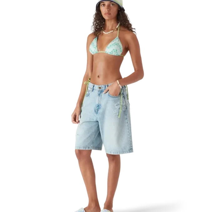 Top de biquíni com monograma ondulado