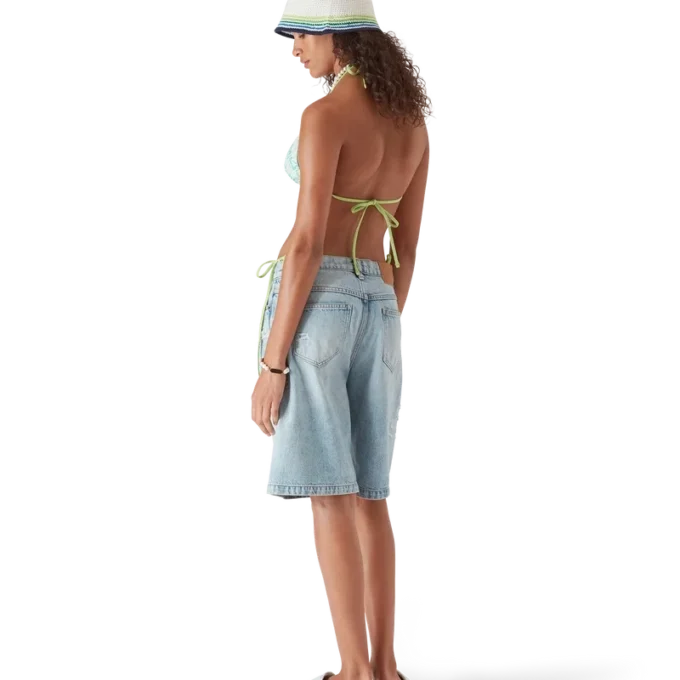 Top de biquíni com monograma ondulado