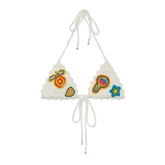 Top de biquíni em croché com motivos