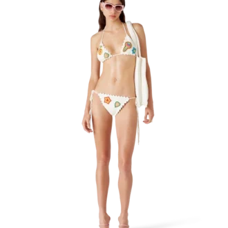 Top de biquíni em croché com motivos